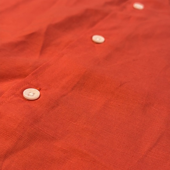 Create Unison | Linen Tencel Blend Button Up Shirt in Orange Size L Large - Picture 6 of 11